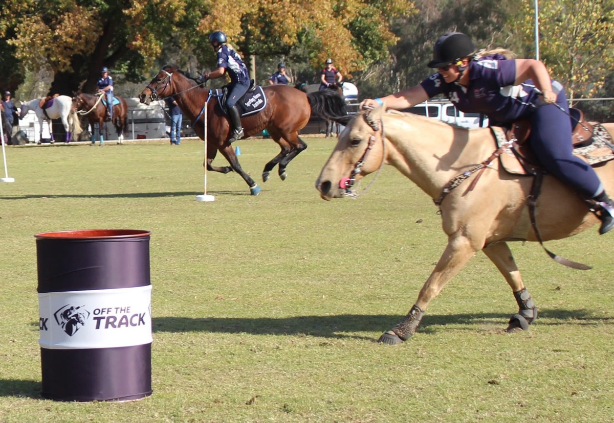 Barrel racing action