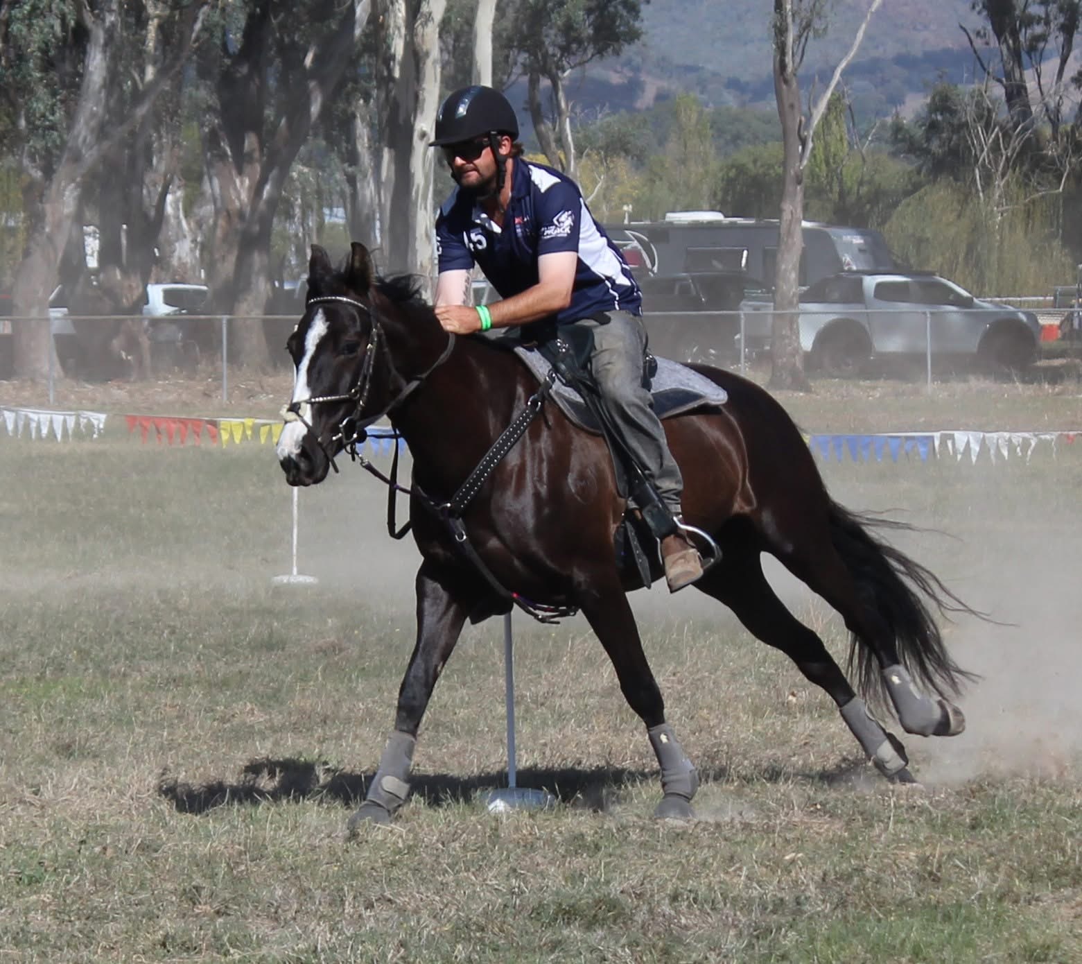 Senior rider in bending race