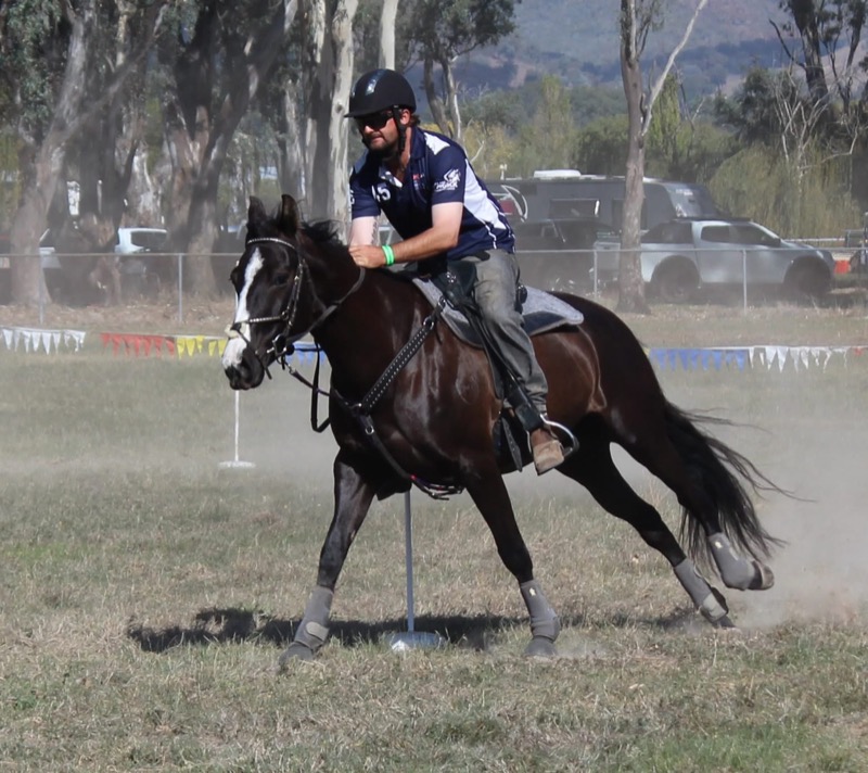 Senior rider in bending race